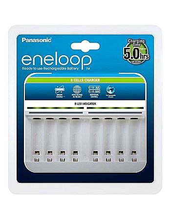 Surse de incarcare - Incarcator Panasonic Eneloop pentru 8 acumulatori AA R6 sau AAA R3 Ni-MH BQ-CC63E