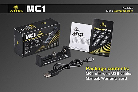 Incarcator pentru acumulatori Li-ion Xtar 1 canale MC1 3,6V / 3,7V 18650 / 14500/ 26650 [1]