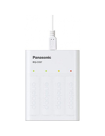 Surse de incarcare - Incarcator Powerbank Panasonic cu 4 acumulatori Eneloop 1,2V 1900mah Ni-MH K-KJ87MCC40USB
