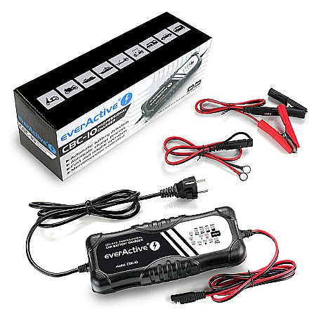Incarcator Profesional 12V / 24V - max. 10ah Everactive CBC-10 pentru acumulatori stationari gel plumb-acid auto moto [1]