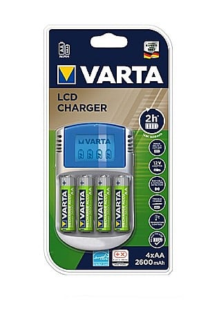 Surse de incarcare - Incarcator Varta LCD cu 4 acumulatori AA 2600mAh Ni-MH 1,2V 57070