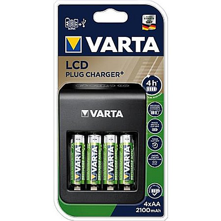 Incarcator Varta LCD PLUG PLUS cu 4 acumulatori AA R6 2100mAh Ni-MH 1,2V 57687 [3]