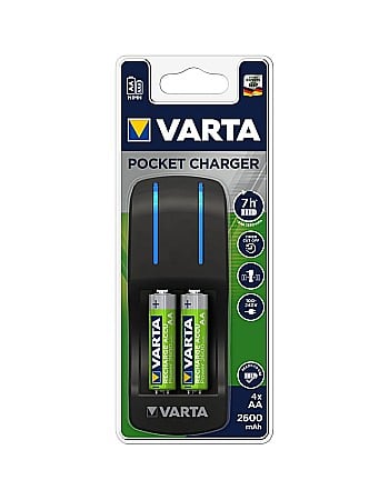 Surse de incarcare - Incarcator Varta Pocket cu 4 acumulatori AA 1,2 V 2600mAh Ni-MH 57642