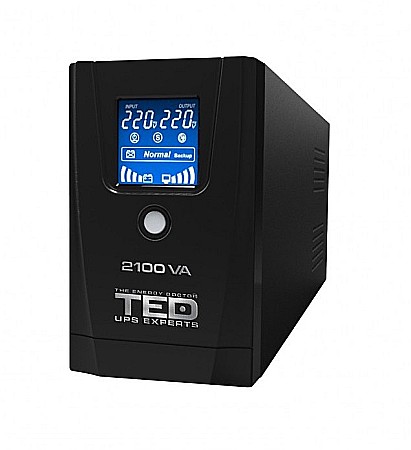 UPS-uri - UPS TED Electric 2100VA / 1200W Line Interactive cu 2 iesiri schuko si display LCD TED-2100