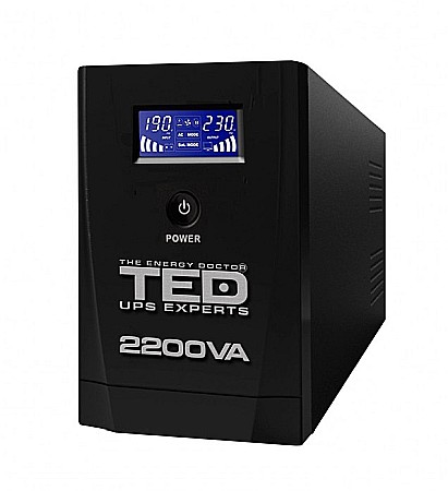 UPS-uri - UPS TED Electric 2200VA / 1200W Line Interactive cu 3 iesiri schuko si display LCD TED-2200