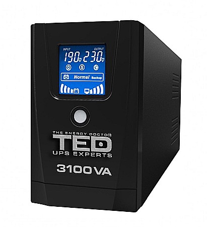 UPS-uri - UPS TED Electric 3100VA / 1800W Line Interactive cu 3 iesiri schuko si display LCD TED-3100
