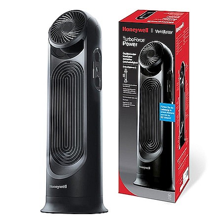 Electrice si electronice - Ventilator dual cu functie de recirculare aer Honeywell HYF500E4, 2 ventilatoare incorporate a cate 3 viteze fiecare, 80.6 cm, Negru