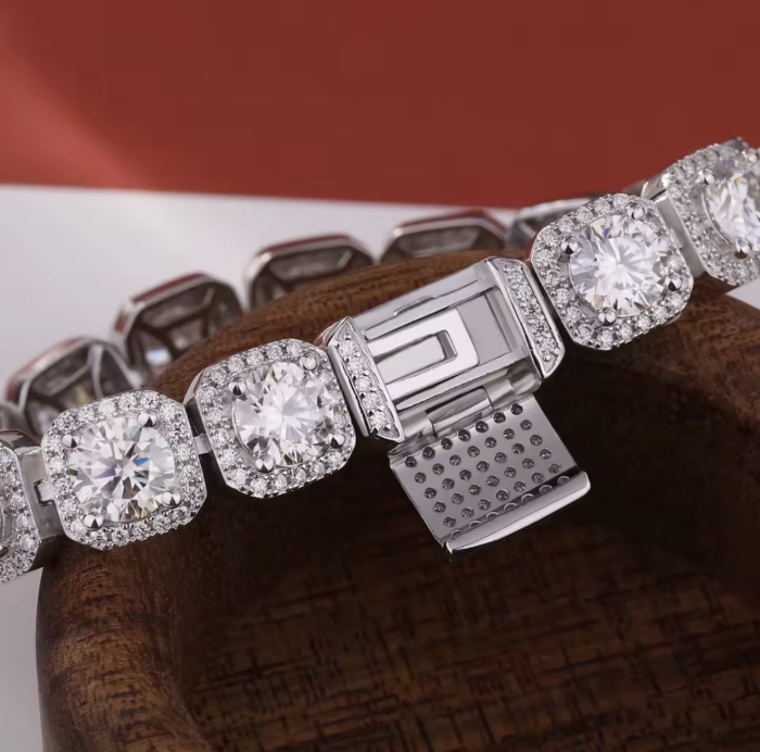 Brățară Tennis cu Moissanite Rotund Briliant D VVS 4mm din Argint Placat cu Platină [4]