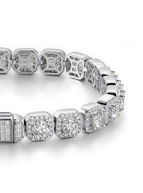 Brățară Tennis cu Moissanite Rotund Briliant D VVS 4mm din Argint Placat cu Platină [2]