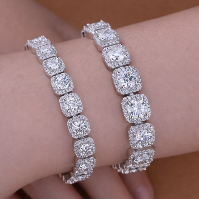 Brățară Tennis cu Moissanite Rotund Briliant D VVS 4mm din Argint Placat cu Platină [5]