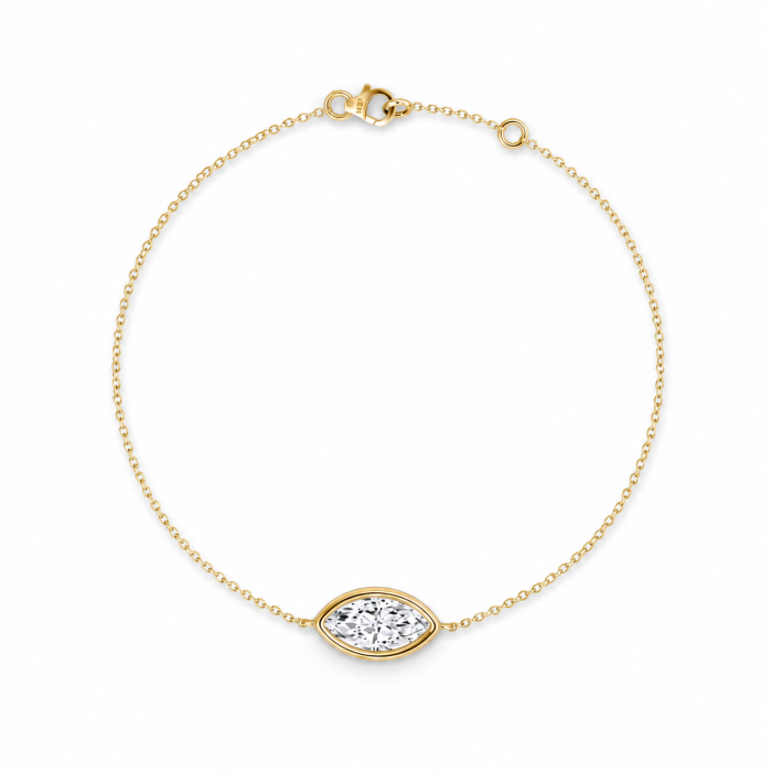 Bratara Solitaire Bezel cu Moissanite Marquise 1 CT [2]