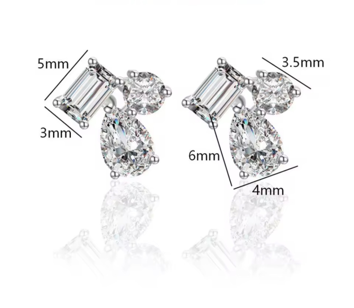 2.4 ct Moissanite Cluster Studs Earrings | Silver [3]