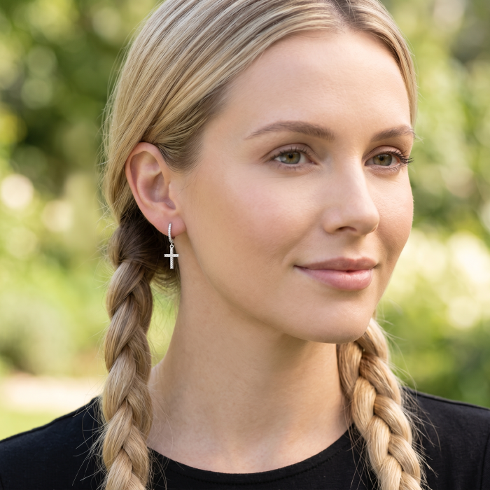 Cross earrings with moissanite [3]