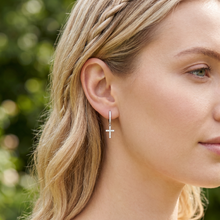 Cross earrings with moissanite [2]
