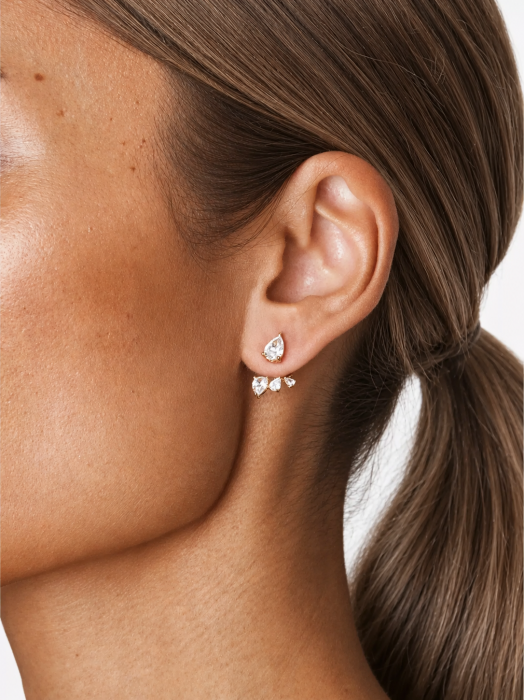 Ear Jacket Earrings with Pear Moissanite 3,9 CT [5]