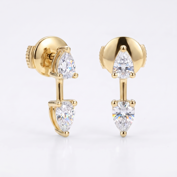 Cercei Ear Jacket cu Moissanite Para 2 CT D VVS | Argint Placat cu Platină, Aur Galben sau Rose [2]
