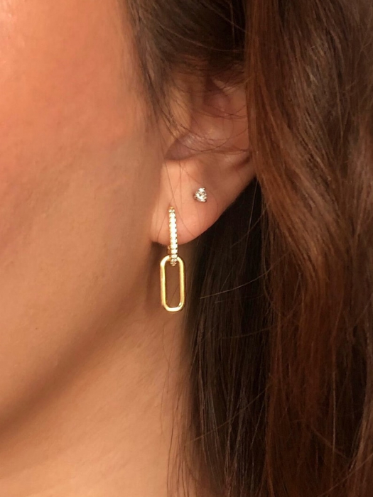 Cercei Pave Moissanite Paperclip Gold [4]