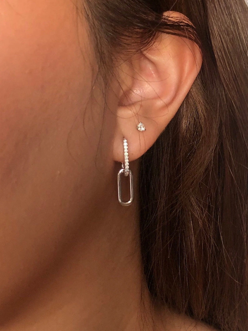 Cercei Pave Moissanite Paperclip Gold [3]