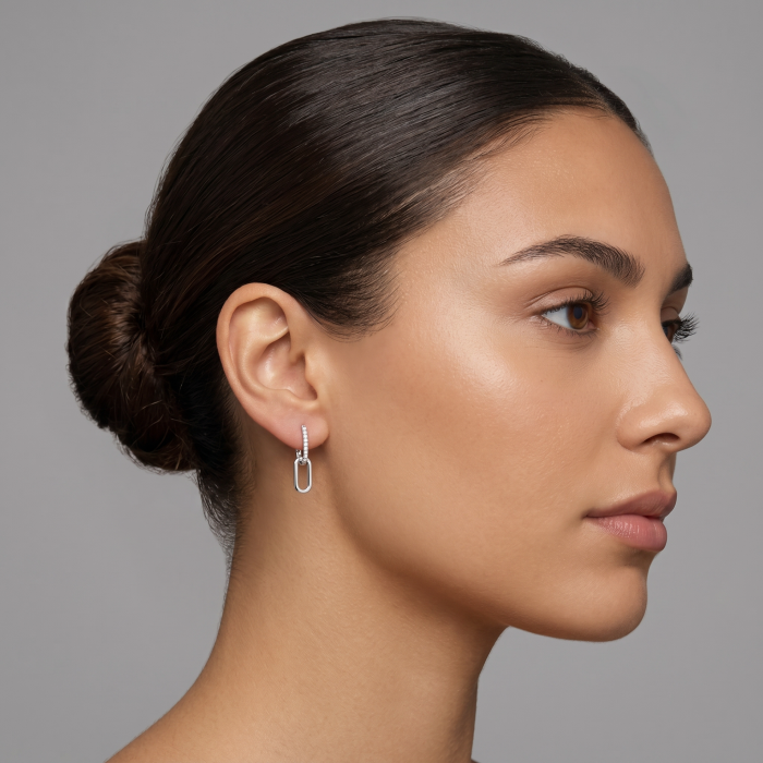 Pave Moissanite Paperclip Earrings [4]