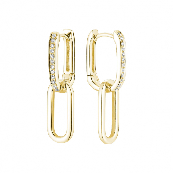 Cercei Pave Moissanite Paperclip Gold [2]