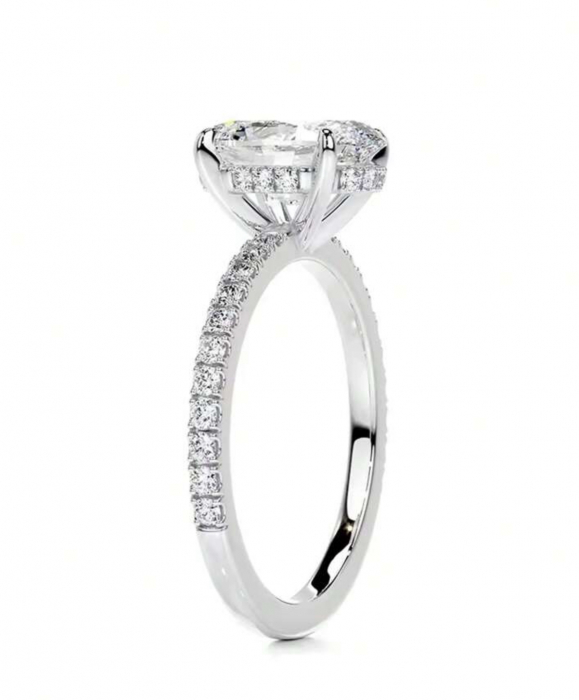Inel Oval Elegance Pave Band Hidden Halo [2]