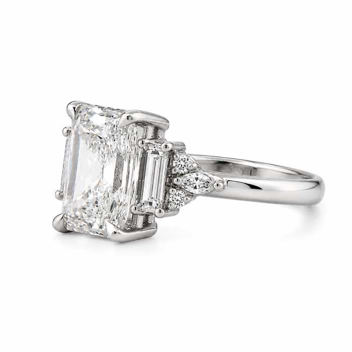 Radiant lab-grown diamond engagement ring – Cluster baguette, marquise and round diamonds [2]