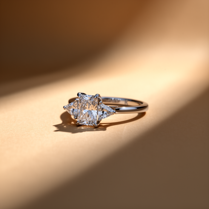 Radiant Lab-Ground Diamond and Trillion Diamond Engagement Ring | Trilogy [7]