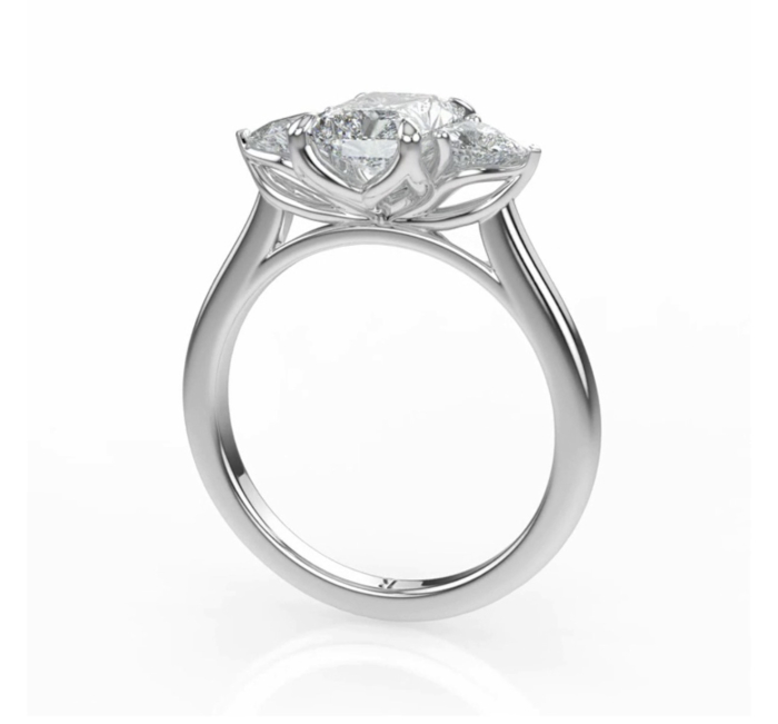 Radiant Lab-Ground Diamond and Trillion Diamond Engagement Ring | Trilogy [5]