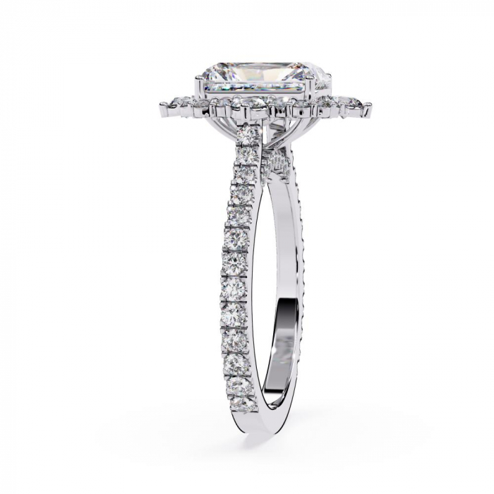 4-carat moissanite engagement ring with radiant halo pavé setting in gold or platinum, D VVS1 [4]
