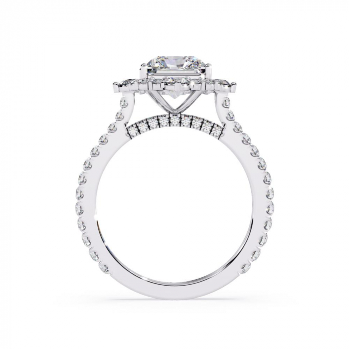 4-carat moissanite engagement ring with radiant halo pavé setting in gold or platinum, D VVS1 [3]
