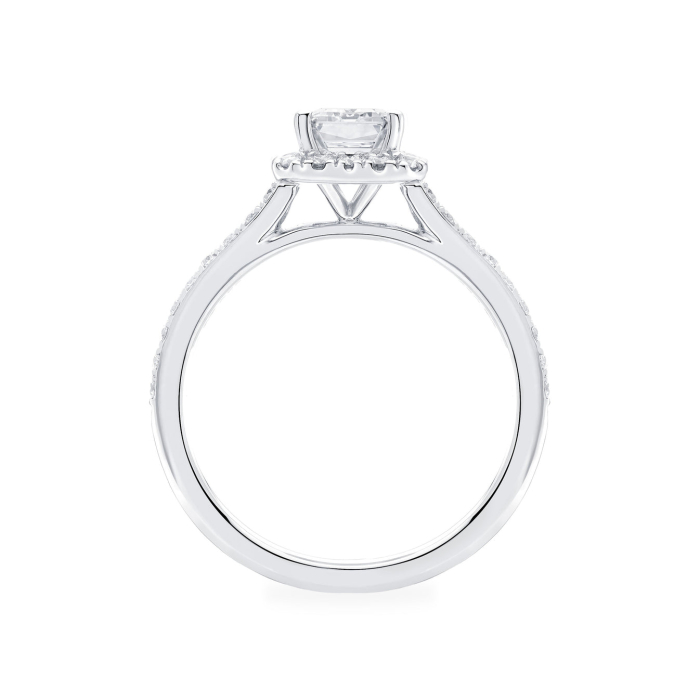 Inel de logodnă cu Moissanite Emerald si Halo 1 CT [4]