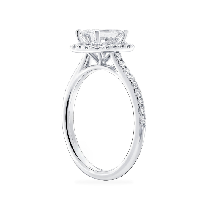 Inel de logodnă cu Moissanite Emerald si Halo 1 CT [3]
