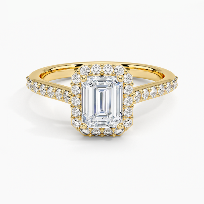 Inel de logodnă cu Moissanite Emerald si Halo 1 CT [2]