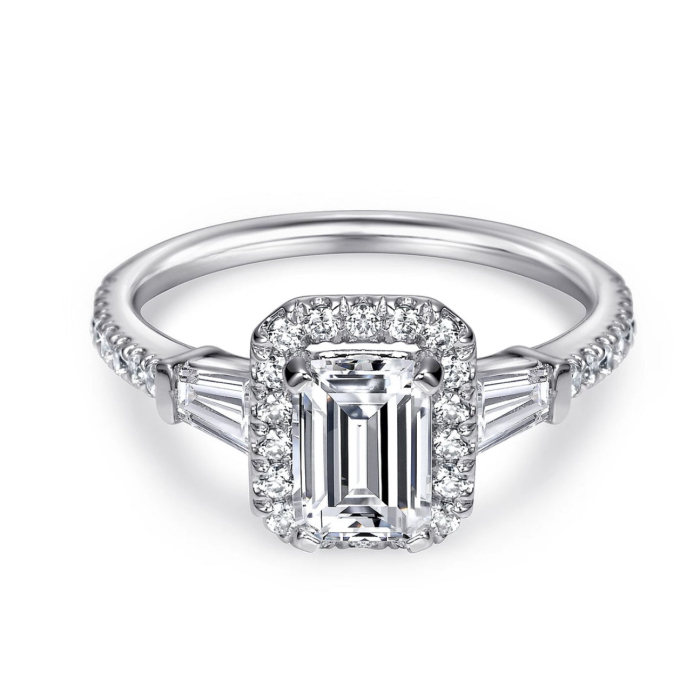 Inel de logodnă cu diamante emerald 1 ct | Inel elegant din aur sau platina [1]