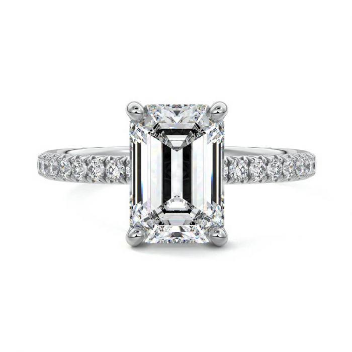 Inel Emerald Hidden Halo Band Pave 1,4 CT [1]