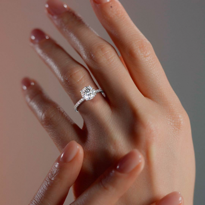 Inel Round Hidden Halo Band Pave 1,4 CT [5]