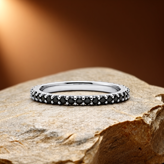 Inel argint eternity moissanite negre 1,6 mm [3]