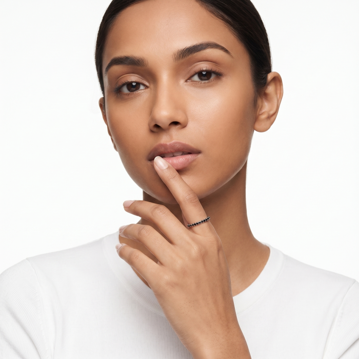 Inel argint eternity moissanite negre 1,6 mm [6]