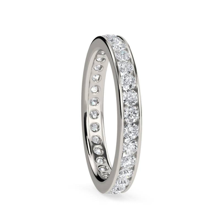 Inel eternity cu moissanite D VVS 2 mm, setare channel, argint placat cu platină / aur [2]