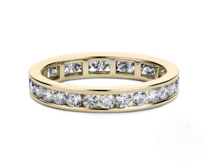 Inel eternity cu moissanite D VVS 2,5 mm, setare channel, argint placat cu platină / aur [3]