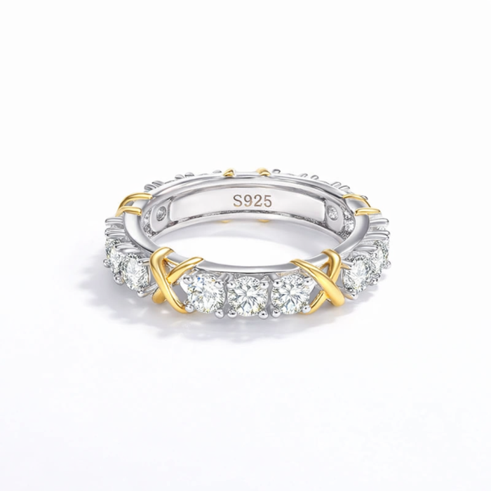 1,5 CT Moissanite X Cross Eternity Gold Ring [2]
