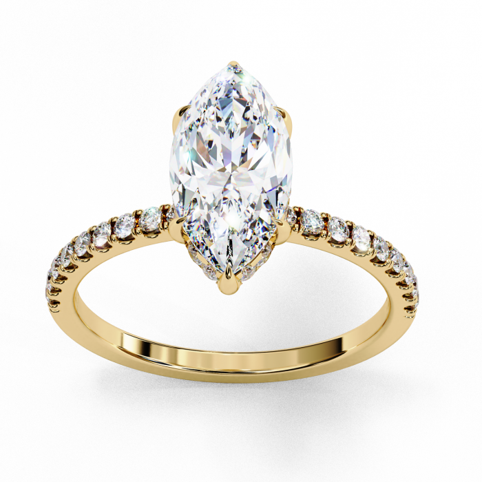 Inel Logodnă Moissanite Marchiz Hidden Halo D VVS | Argint [6]