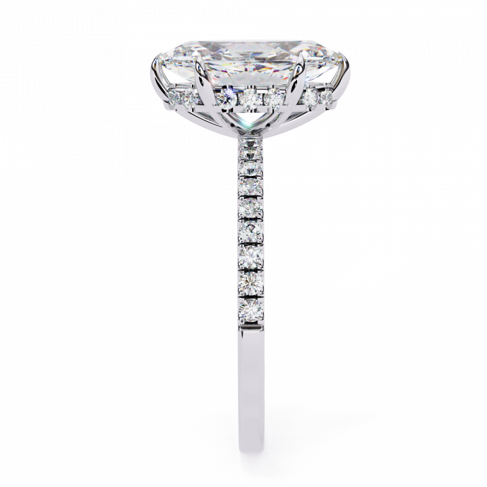 Inel Logodnă Moissanite Marchiz Hidden Halo D VVS | Argint [4]