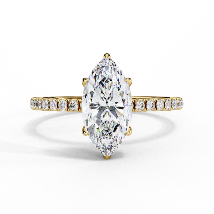 Inel Logodnă Moissanite Marchiz Hidden Halo D VVS | Argint [5]