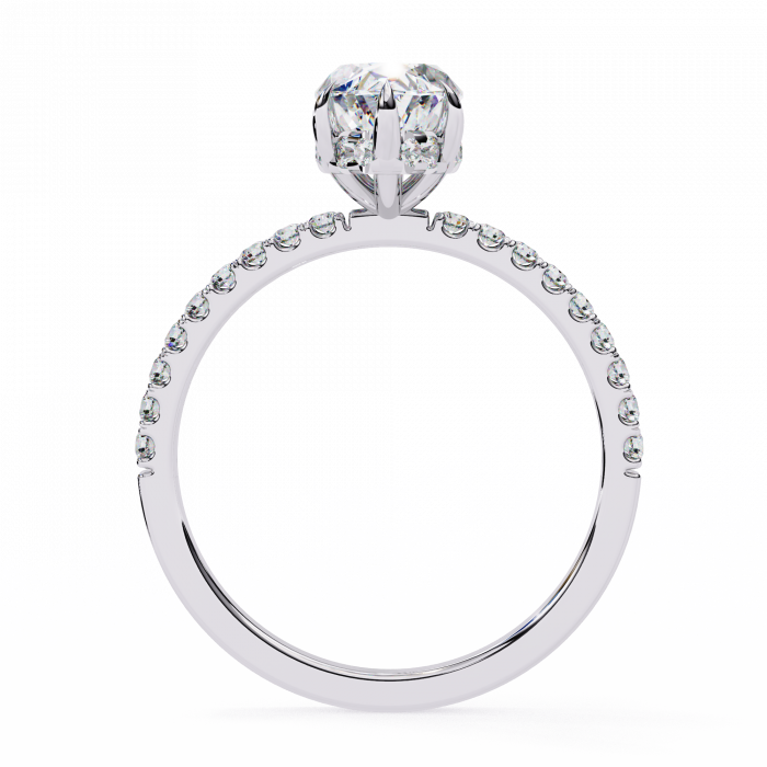 Inel Logodnă Moissanite Marchiz Hidden Halo D VVS | Argint [3]