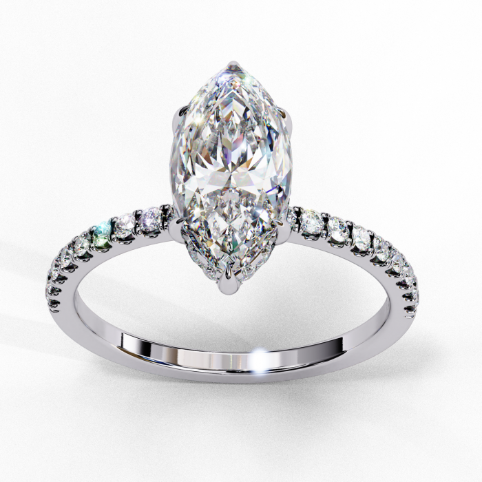 Inel Logodnă Moissanite Marchiz Hidden Halo D VVS | Argint [2]