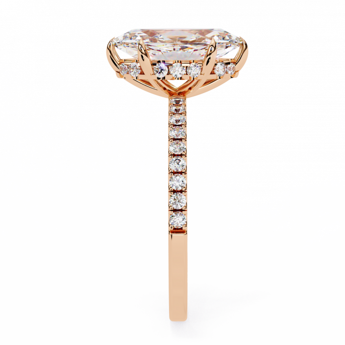 Inel Logodnă Moissanite Marchiz Hidden Halo D VVS | Argint [12]