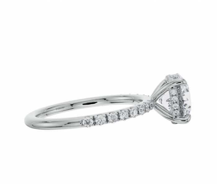 Inel de Logodnă cu Moissanite Rotund, Hidden Halo si Pave [2]