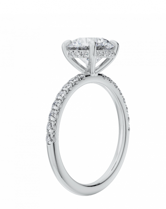 Inel de Logodnă cu Moissanite Rotund, Hidden Halo si Pave [3]