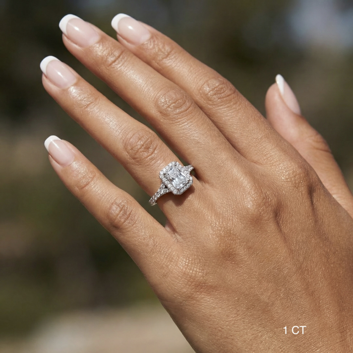 Inel de Logodnă cu Diamant de laborator 1 CT E VS și Diamante secundare 0.8 Ct | Argint, Aur, Platina [4]